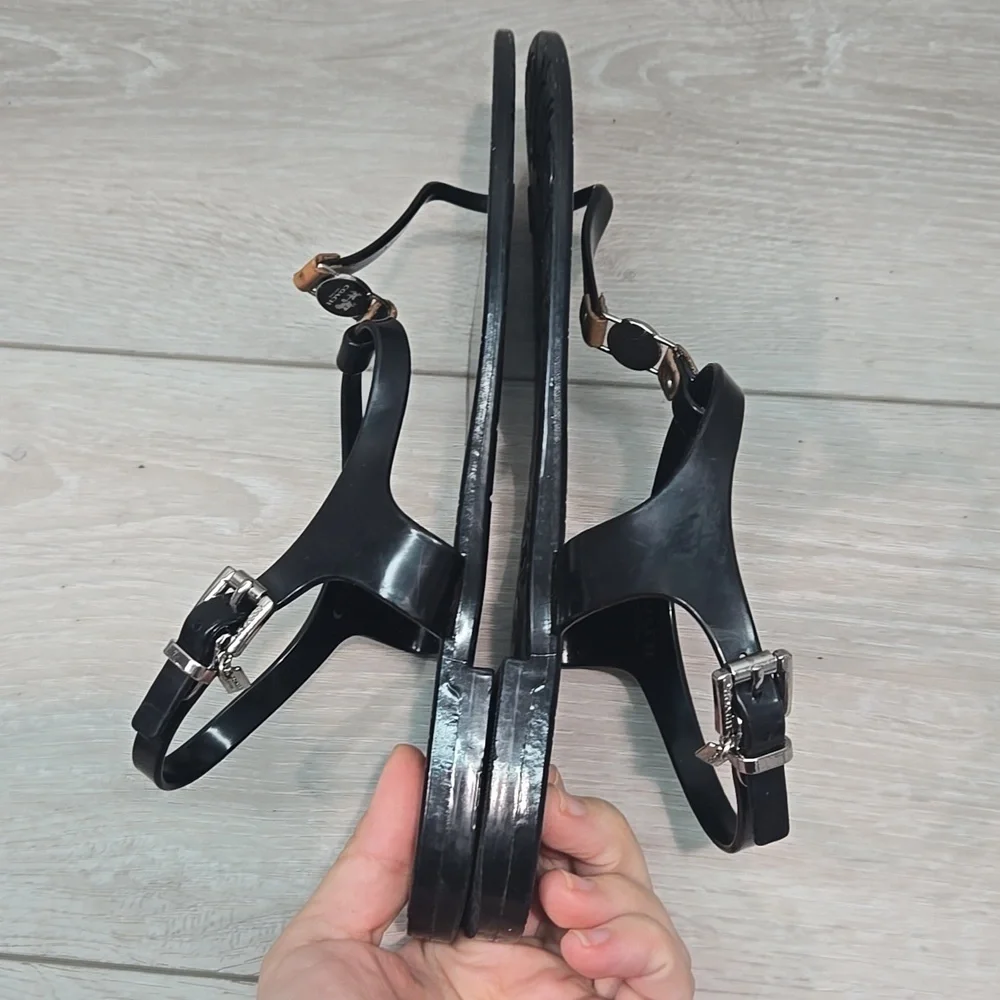 Coach Piccadilly Jelly Hard Rubber Women's Sandals Thong Slide Beach Shoes Sz 8B - Picture 7 of 11